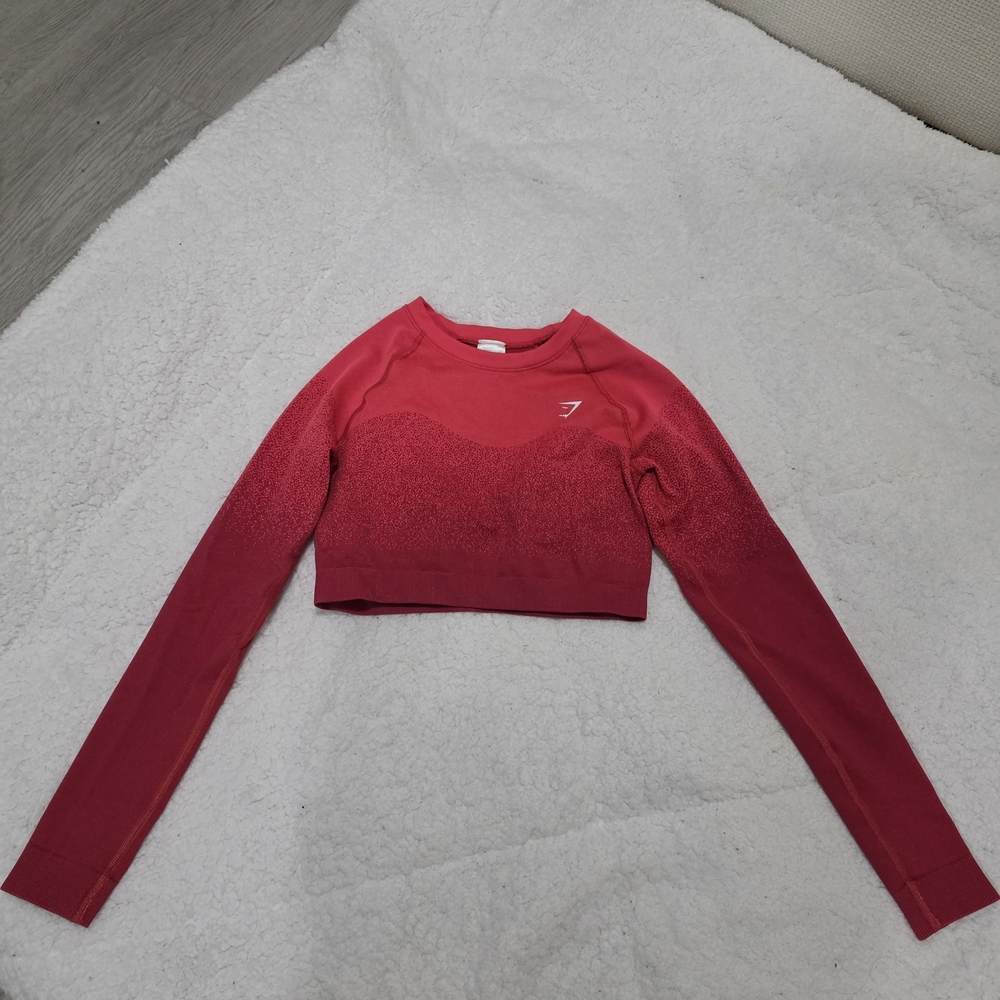 Gymshark Red Ombré Long Sleeve Crop Top - Medium